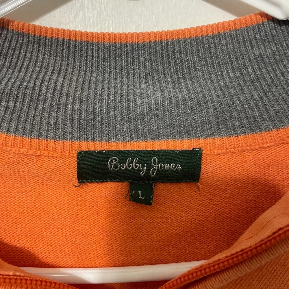 Bobby Jones Mens Orange Quarter‎ Zip Golf Sweater Size L Embroidered Golfer